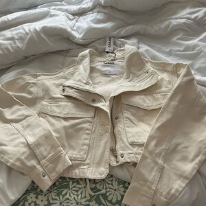 Garage Cream Jean Jacket Cropped Casual